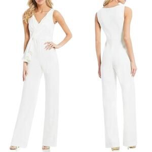 Adrianna Papell Women's Size 8 White Knit Crepe Jumpsuit Special Occasion Dress